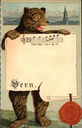 Bear holding sheet music Postcard