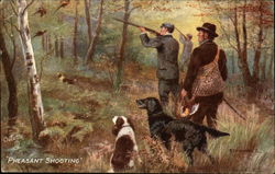 Men with Dogs Shooting Pheasant Postcard