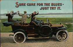 Sure Cure for the Blue - Just Try It. - People in Car Cars Postcard Postcard Postcard