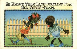 Ah Knows Them Lace Curtains F'om Her Sittin' Room Black Americana Postcard Postcard Postcard