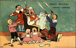 Papa's Restful Home-Coming Comic, Funny Postcard Postcard Postcard