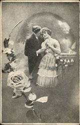 Couple Embracing, Roses Couples Postcard Postcard Postcard