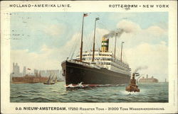 Holland-Amerika Linie, Rotterdam-New York Cruise Ships Postcard Postcard Postcard