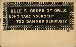 Comic Rule from Order of Owls Fraternal Postcard Postcard Postcard