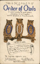 Emblem of Order of Owls - Three Owls Postcard