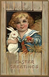 Easter Greetings With Children Postcard Postcard Postcard