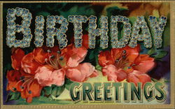 Birthday Greetings with Flower Display Postcard