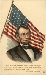 Abraham Lincoln in Front of American Flag Postcard