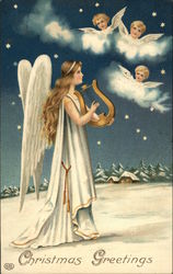 Christmas Greetings Angels Postcard Postcard Postcard