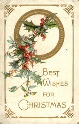 Holly and Gold Embossed Decoration Postcard