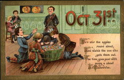 Children Bobbing for Apples on October 31st Postcard