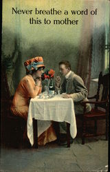 Couple at Table with Champagne Couples Postcard Postcard Postcard