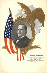 William McKinley Portrait - Patriotic with Eagle and Flag Presidents Postcard Postcard Postcard