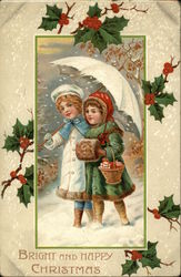 Bright and Happy Christmas Postcard