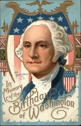 In Memory of the Birthday of Washington, As President of U.S. Postcard