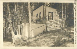 Cabin in the Woods with Real Estate Sign - White, Shiles & Co. Postcard