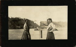 Two Women on Willamette River Across from Linnton, Oregon Postcard Postcard Postcard