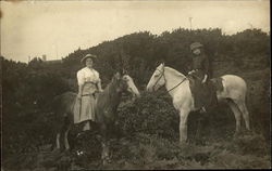 Two Women on Horseback on a Hillside Postcard Postcard Postcard