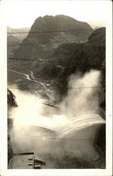 Aerial View Hoover Dam with Jets of Water Boulder City, NV Postcard Postcard Postcard