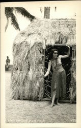 Hula Girl and Grass Stack Postcard