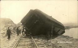 Express Car from the Burlington Train Wreck, Wyoming Postcard