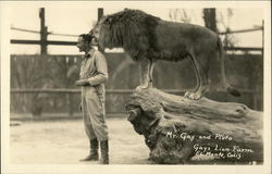 Mr. Gay & Pluto - Gay's Lion Farm El Monte, CA Postcard Postcard Postcard