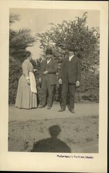 Two Men and a Women standing by Trees Postcard Postcard Postcard