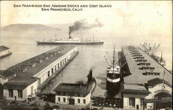 San Francisco Bay, Marine Docks and Goat Island California Postcard Postcard Postcard