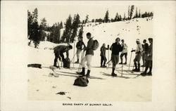 Skiing Party at Summit California Postcard