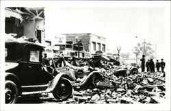 Broken Buildings and Cars After Earthquake Long Beach, CA Postcard Postcard Postcard