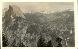 Half Dome and Mountain Ridge with Snow, Yosemite Postcard