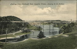 Looking from Wachusett Dam towards Town, Showing R.R. Station Postcard