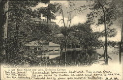 Boat House and Lake, Wellesley College Postcard