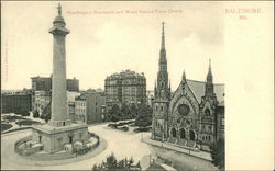 Washington Monument and Mount Vernon Place Church Postcard