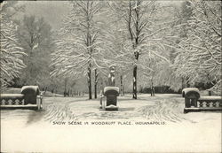 Snow Scene in Woodruff Place Indianapolis, IN Postcard Postcard Postcard