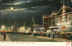 Boulevard at Night Revere Beach, MA Postcard Postcard Postcard