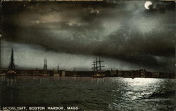 Moonlight, Boston Harbor Postcard