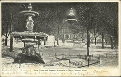 State House and Brewer's Fountain by Night Boston, MA Postcard Postcard Postcard