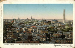 Panoramic View and Bunker Hill Boston, MA Postcard Postcard Postcard