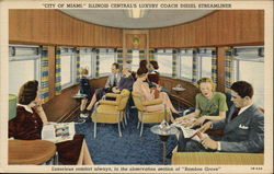 City of Miami, Illinois Central's Luxury Coach Diesel Streamliners Trains, Railroad Postcard Postcard