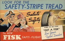 Rare: Look For the Safety-Stripe Tread - Fisk Safti-Flight Tires Postcard