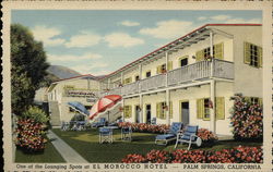 One of the lounging spots at El Morocco Hotel Postcard