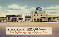 Fossland's Service Station Kenosha, WI Postcard Postcard