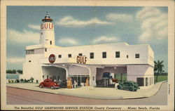 Gulf Lighthouse Service Station Miami Beach, FL Postcard Postcard