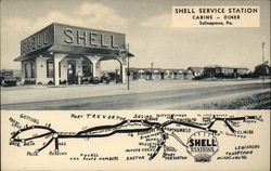 Shell Service Station Cabins - Diner Selinsgrove, PA Postcard Postcard