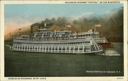 Excursion Steamer "Capitol" on the Mississippi, Streckfus Steamers, Saint Louis Postcard