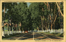 Peninsula Highway, US 101 "El Camino Real California Postcard Postcard