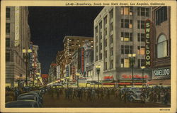 Broadway, South from Sixth Street Postcard