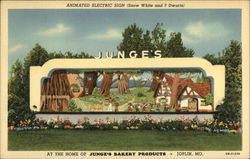 Animated Electric Sign (Snow White and 7 Dwarfs) - Junge's Bakery Products Joplin, MO Postcard Postcard