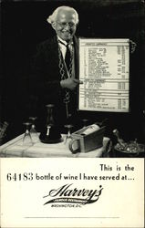 This is the 64183 Bottle of Wine I have Served at ... Harvey's Famous Restaurant Postcard